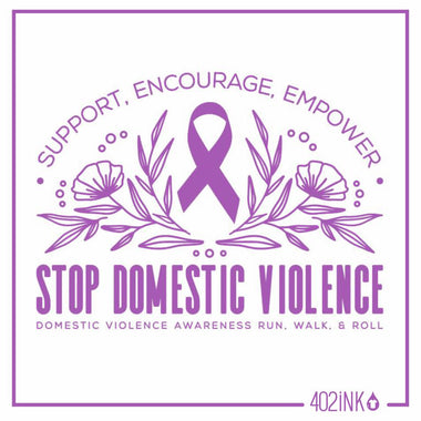 Stop Domestic Violence Ribbon and Flowers