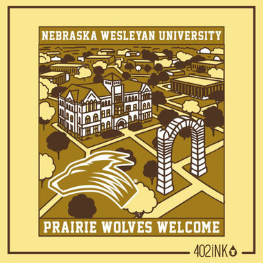 Prairie Wolves Welcome Illustrated Campus Panorama